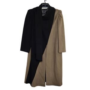 Vintage Alorna Overcoat Size L XL Worumbo Black Brown Art to Wear 80s Wool